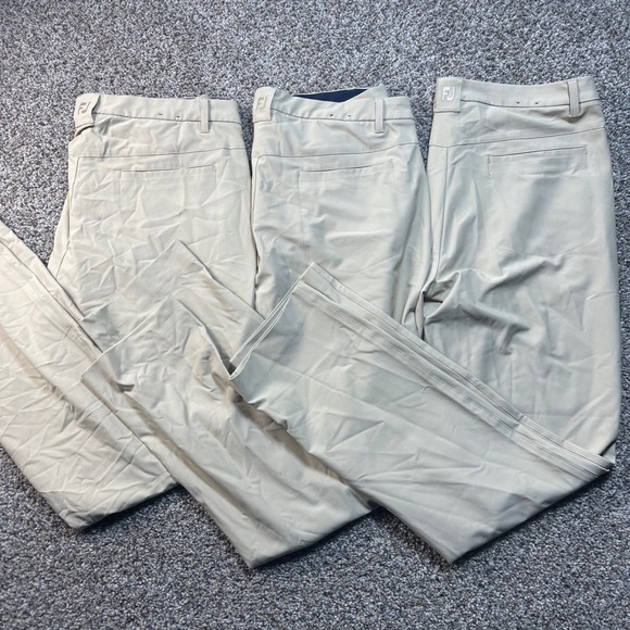 FootJoy FJ Men's Golf Pants 38x34 Tan Stretch Performance Athletic Fit